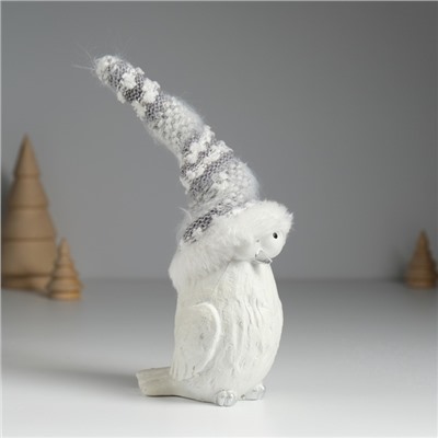 Фигурка полистоун «Птица пучеглазая в серой шапке», 6.5×8×23 см