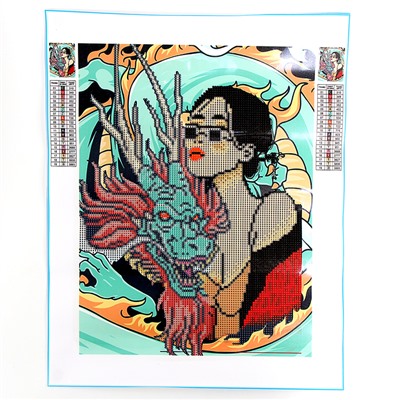 Алмазная мозаика с частичным заполнением «Девушка с драконом» без рамы 30×40 см