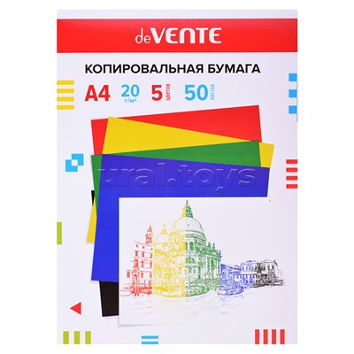 Копировальная бумага, A4 50 л, 5 цв (красный, желтый, зеленый, синий, черный) в картонной папке