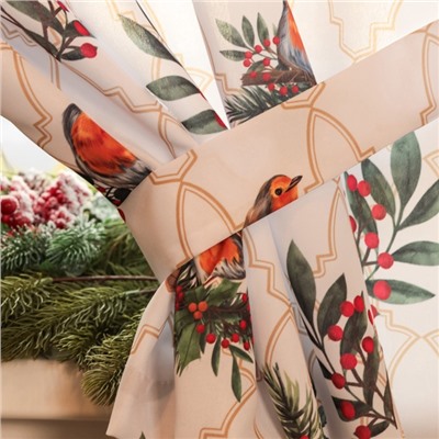 Комплект штор для кухни с подхватами «Этель» Beautiful birds, 2 шт., белый, 145×180 см