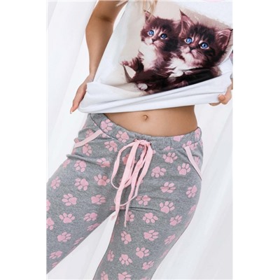 Пижама Два котенка бриджи (Серый)