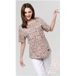 Футболка "Лица" oversize бежевая