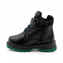 Ботинки на меху 1831-5-1 черно зеленые