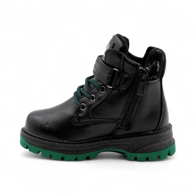 Ботинки на меху 1831-5-1 черно зеленые