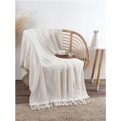 Плед с бахромой «Этель» Cloud, 135×180 см, молочный