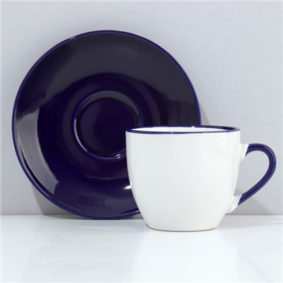 Чайная пара керамическая «Синие цветы», 250 мл