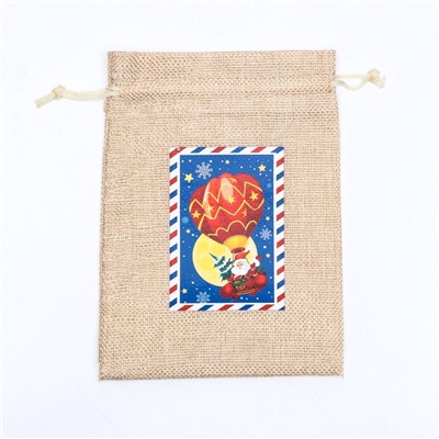 Мешок подарочный новогодний с термонаклейкой «Дед Мороз», 13×18 см