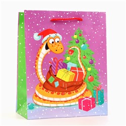 Пакет новогодний подарочный ламинированный «Счастливая змея», упаковка, 18×22.3×10 см