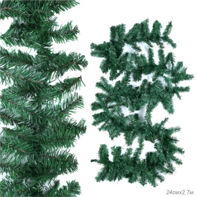 Гирлянда из елочных веток искусственная 2,7 метра 180 веток 24 см ширина / WA-180 /уп 50/Новый год 728778