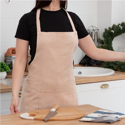 Фартук Этель «Классика» цвет бежевый 65×80 см, 100%пэ, велюр