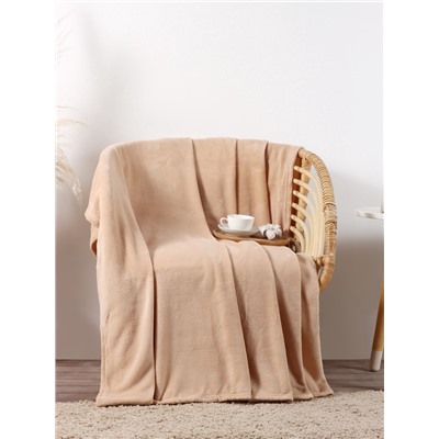 Плед «Этель», 150×200 см, корал-флис, бежевый