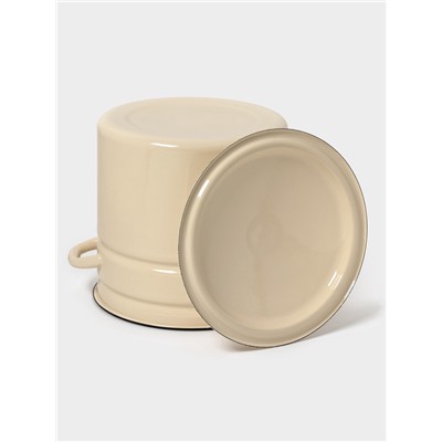 Кастрюля эмалированная, 12 л, d=26.6 см, с крышкой, цилиндрическая, цвет слоновой кости