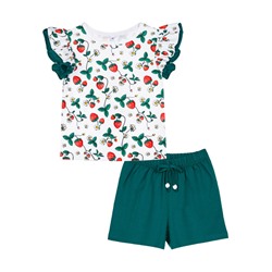 Комплект трикотажный для девочек: фуфайка (футболка), шорты