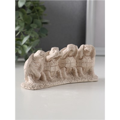 Фигурка гипс «Черепахи ничего не вижу, не слышу, не скажу, не делаю», 13×4.5×5.5 см, слоновая кость