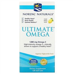 Nordic Naturals, Ultimate Omega, со вкусом лимона, 1280 мг, 120 капсул