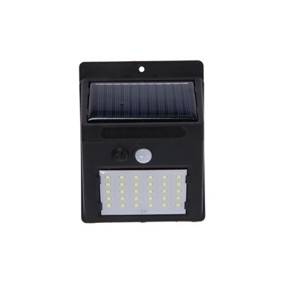 Садовый светильник, уличный, на солнечной батарее с датчиком движения, накладной, 30 LED, свечение белое