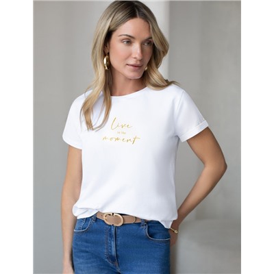 Свободная футболка с принтом из премиального хлопка с эластаном