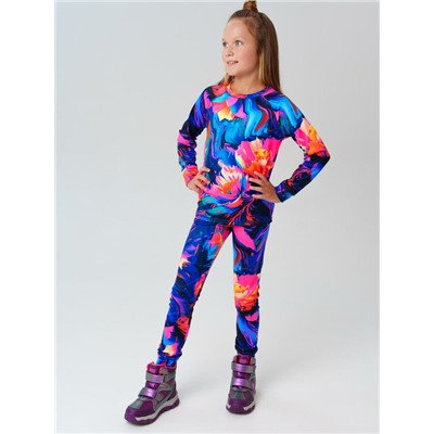 Термокомплект трикот. для девочек: фуфайка (футболка) с длин. рук, брюки