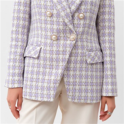 Пиджак женский твидовый двубортный MIST, размер 48, лиловый