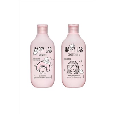 Happy Lab Набор средств для ухода за волосами / Шампунь «Объем & Укрепление» + Кондиционер «Блеск & Гладкость», 300 мл x 2 KRISTALLER, 1211702