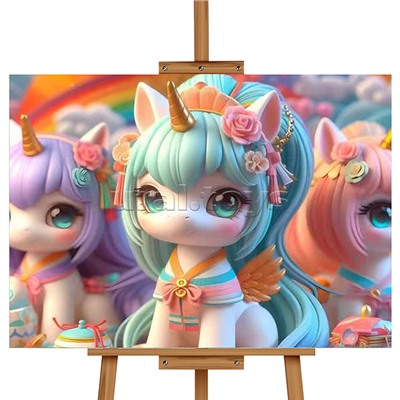 Мозаика алмазная "Единорожки" 30*40см.