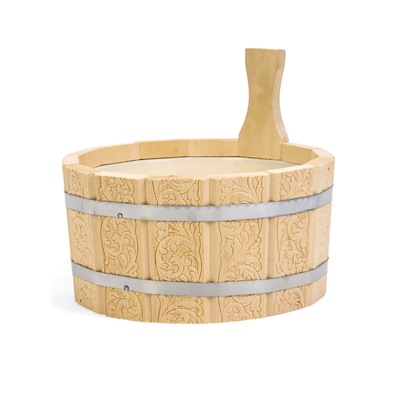 Шайка - ушат для бани и сауны «Русский узор», 4 л, деревянная, пластиковая вставка, «Добропаровъ»