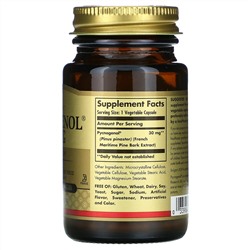 Solgar, Pycnogenol, 30 мг, 30 вегетарианских капсул