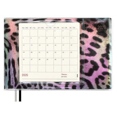 Еженедельник 2026 г. 180х127 мм 128 стр. 70348 "ЛЕОПАРД СЕРЫЙ" пвх Феникс