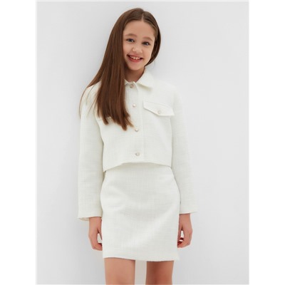 Комплект для девочки (жакет и юбка) MINAKU: PartyDress, белый, рост 128 см
