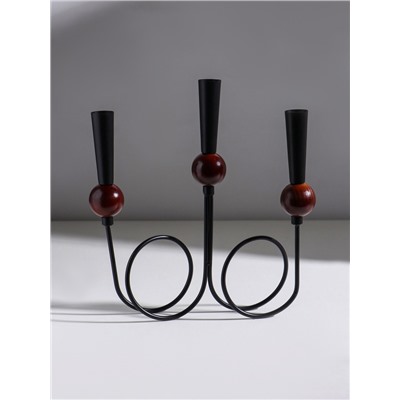 Подсвечник на 3 свечи «Канделябр. Параллельные вселенные», d=2.2 см, чёрный, 25×3.5×27.3 см