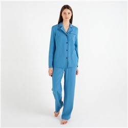 Пижама женская (рубашка, брюки) MINAKU: Light touch, синяя, размер 42