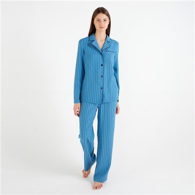 Пижама женская (рубашка, брюки) MINAKU: Light touch, синяя, размер 42