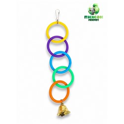 Игрушка для птиц «Разноцветные кольца», пластик, разноцветная