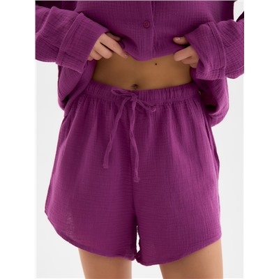 Пижама женская (рубашка, шорты) KAFTAN Basic, размер 40-42, сиреневая