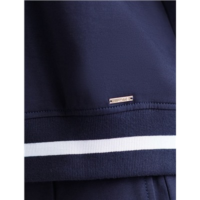 Свитшот среднего объема с V вырезом и принтом из футера двухнитки с эластаном