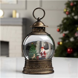 Светодиодная фигура «Дед Мороз у ёлки» 12.5×20×7.5 см, пластик, батарейки АААх3 (не в комплекте), USB, свечение тёплое белое