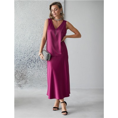 Элегантный топ с V вырезом из струящегося сатина