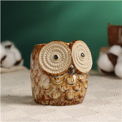 Декоративный горшок для цветов «Совенок», керамический, 200 мл, 8×7×8 см, бежевый