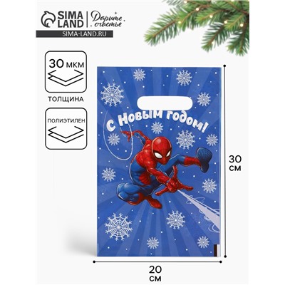 Пакет подарочный, полиэтилен, «С Новым годом», 20×30 см