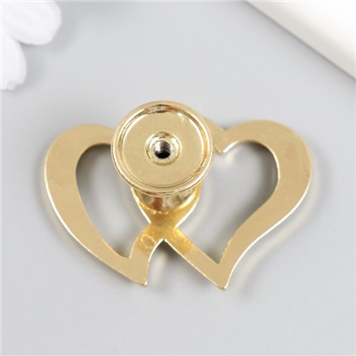 Фурнитура для шкатулки, ручка «Два сердца», металл, стразы, золото 3.8×5.4×2.4 см