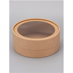 Набор круглых подарочных коробок, завальцованные с окном, крафт, набор 8 шт., 15×6 см