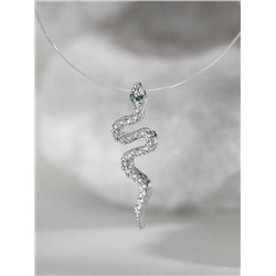 Колье на леске из серебра с фианитами родированное - Змейка ЛС-030-02кр