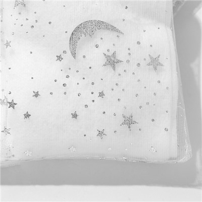 Мешочек подарочный «Звёзды с месяцем», 7×9 см, белый с серебром