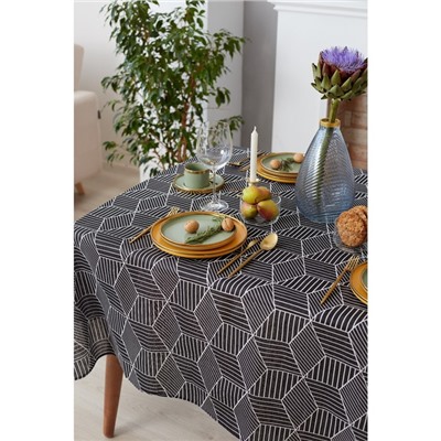Набор «Доляна»: скатерть 145×200 см, салфетки 40×40 см - 4 шт., чёрный, 100% п/э, рогожка 200 г/м²