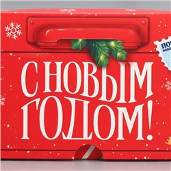Коробка складная на 2 капкейка с окном «С Новым годом!», 10×16×10 см