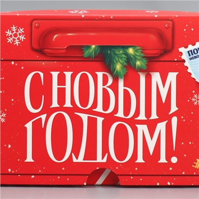 Коробка складная на 2 капкейка с окном «С Новым годом!», 10×16×10 см