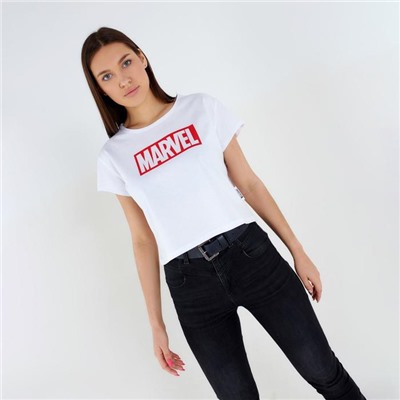 Футболка укороченная Marvel, белая