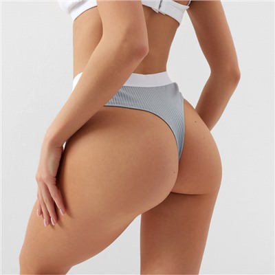 Трусы женские бразилиана MINAKU в рубчик, размер 40-42, серые