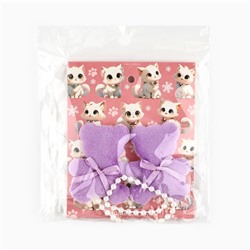 Заколка для волос новогодняя «Зимние котики», набор 2 шт., 5.5×5 см