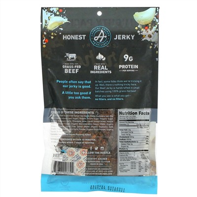 Country Archer Jerky, вяленая говядина травяного откорма, оригинальный вкус, 198 г (7 унций)